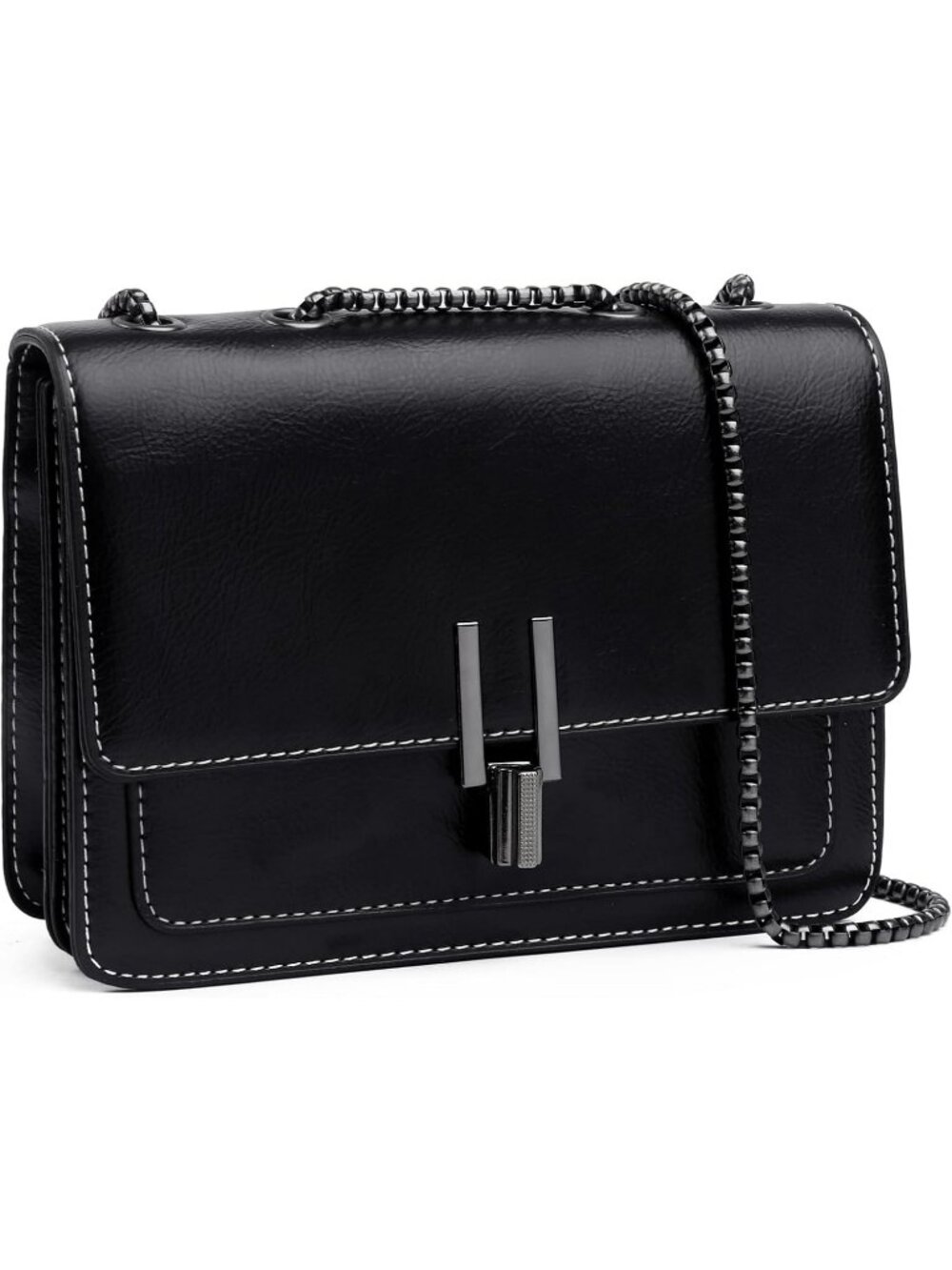 Womens Black Quilted Small Pu Leather Shoulder Purse Chain Crossbody Bag